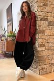 Zeta Otto Brushed Cotton Plaid Shirt Red Black